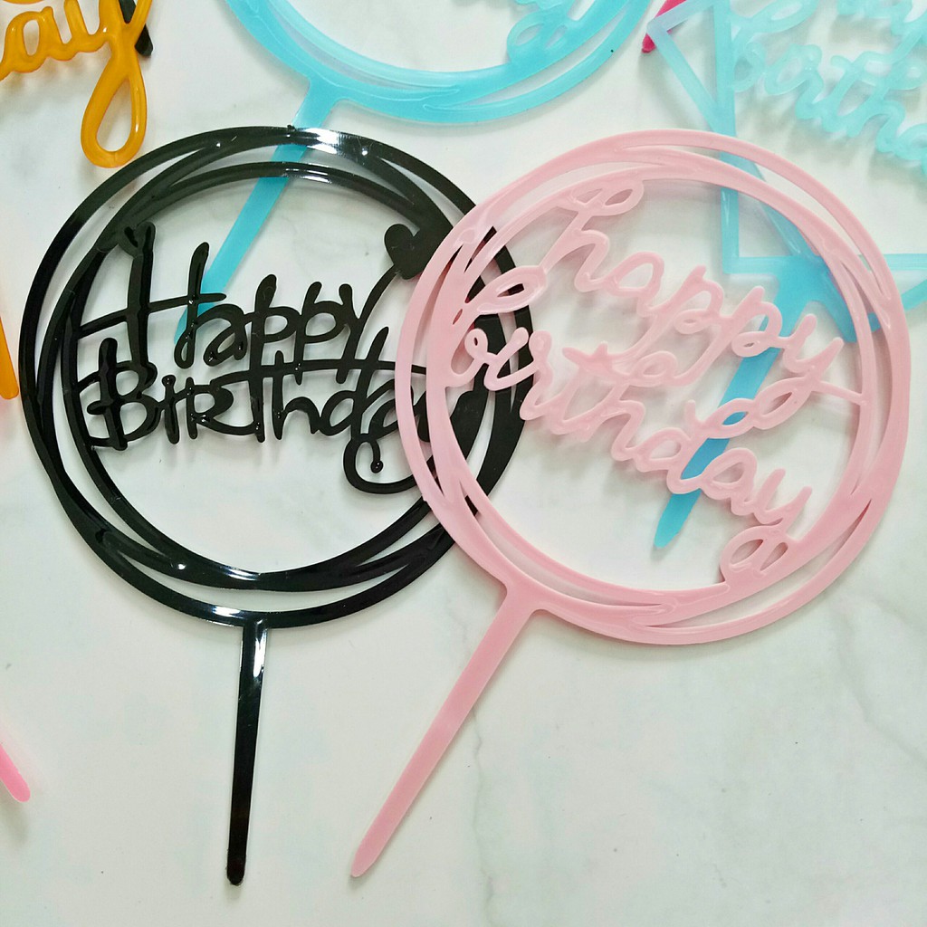 Combo 10 que cắm/topper nhựa trang trí bánh sinh nhật