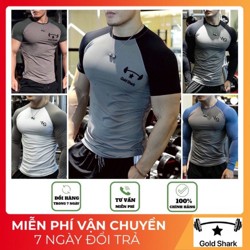 Áo thun ngắn tay, dài tay cổ tròn phối màu tinh tế,chơi thể thao co giãn giữ nhiệt - thích hợp tập gym chạy bộ,đạp xe