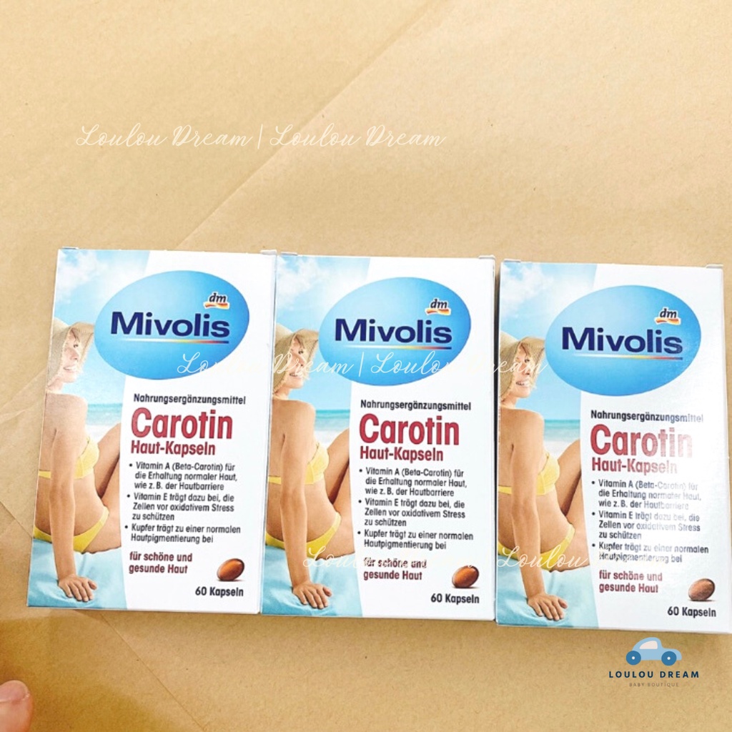 [AIR] Viên uống chống nắng Carotin Mivolis dm nội địa Đức - Hộp 60 viên (date mới nhất)