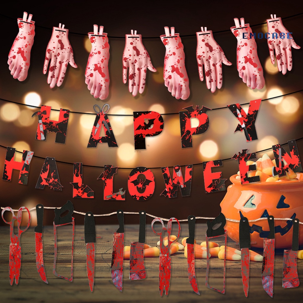 1 Set Cờ Treo Bằng Giấy Gọn Nhẹ Dễ Lắp Đặt Trang Trí Halloween