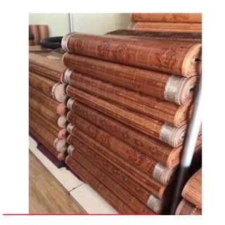 Chiếu trúc tăm gấp gọn in hoa văn chiếu mát 2 mặt đông hè
