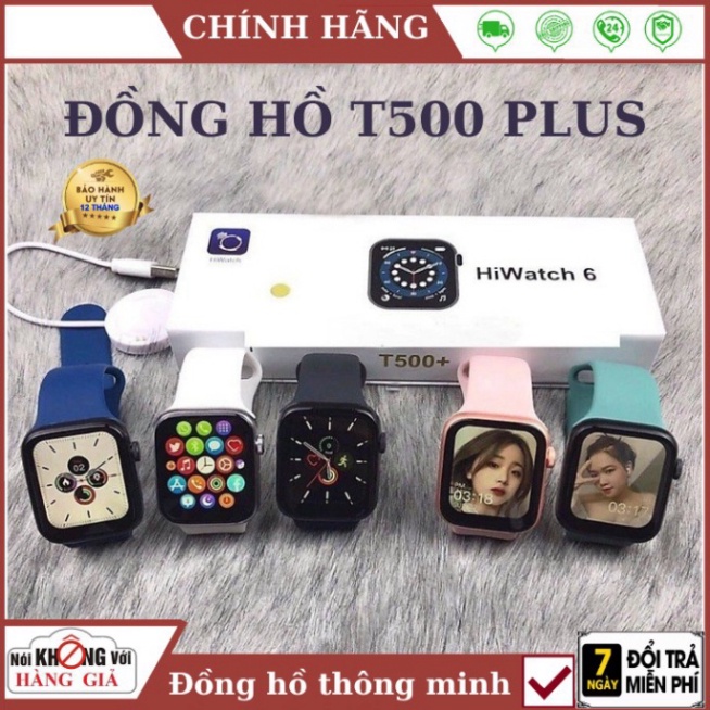 Đồng Hồ Thông Minh T500+ Plus    seri 6 Tràn Viền 44mm Tiếng Việt Nghe gọi Bluetooth 5.0 44mm , bảo hành 1 n