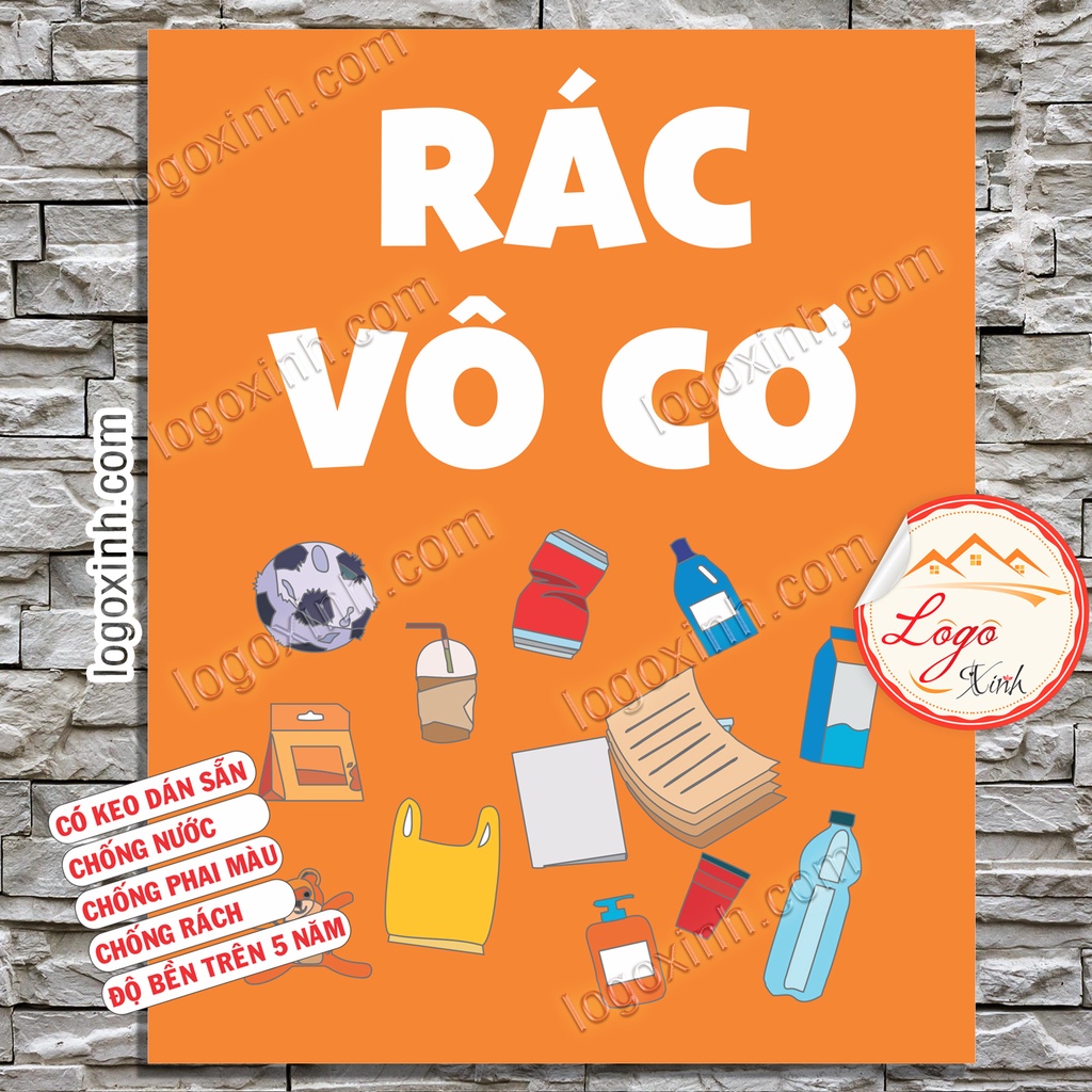 LOGO TEM STICKER BẢNG PHÂN LOẠI CHẤT THẢI, PHÂN LOẠI RÁC THẢI ĐỂ BẢO VỆ MÔI TRƯỜNG, PHÂN LOẠI VÀ TÁI CHẾ TÀI NGUYÊN RÁC