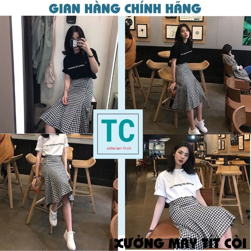 set áo thun kèm chân váy caro midi cực vintage ,cực cá tính XƯỞNG MAY TÍT CÒI | BigBuy360 - bigbuy360.vn
