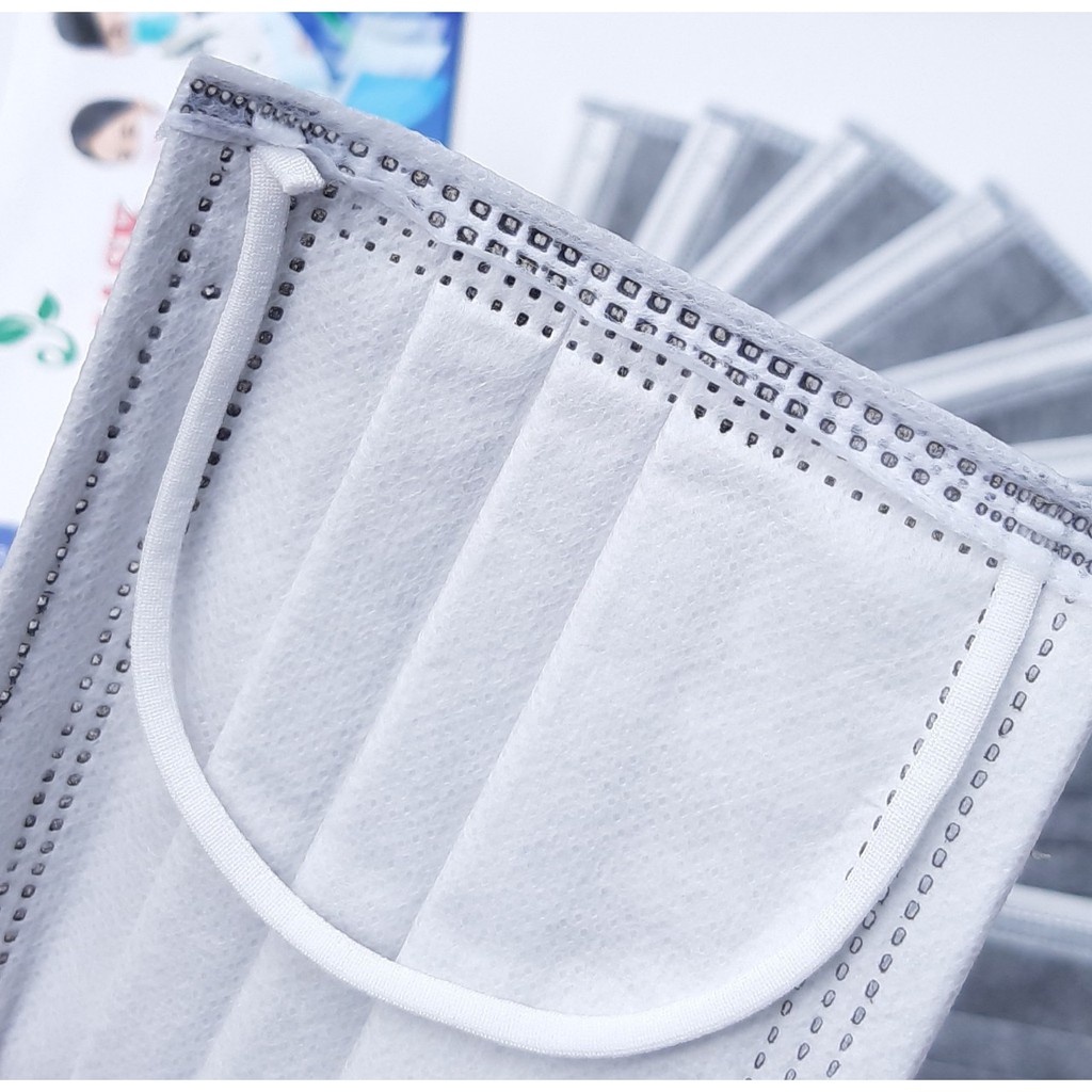 50 cái khẩu trang y tế 4 lớp than hoạt tính kháng khuẩn  Cao Cấp  (Màu xám đen - 50 cái/1 hộp )