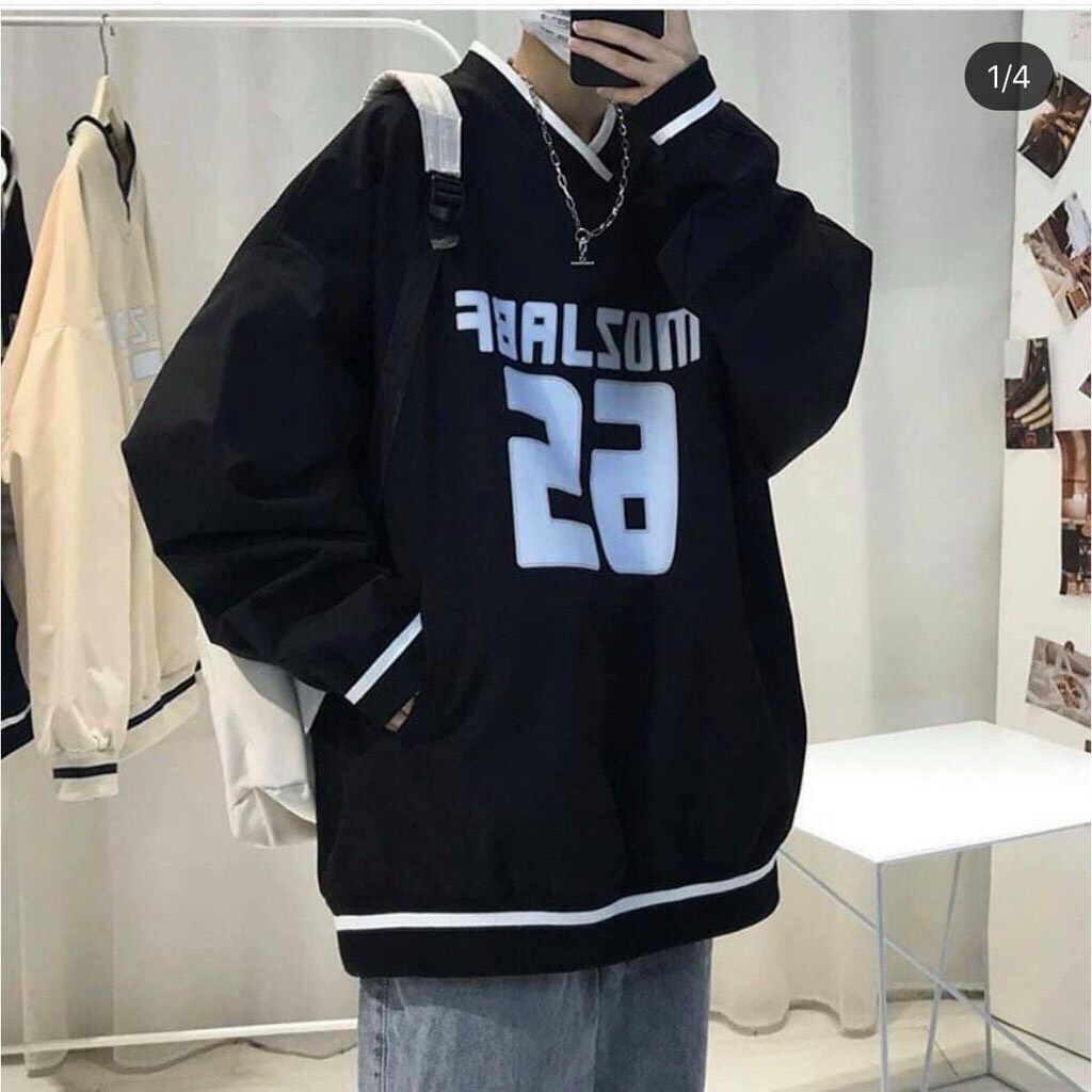Áo hoodie Nam/Nữ form rộng không mũ phối họa tiết in chữ số 26 dáng unisex TP21