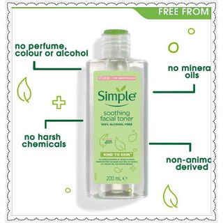 Nước Hoa Hồng Soothing Facial Toner Simple cân bằng ẩm cho da 200ml