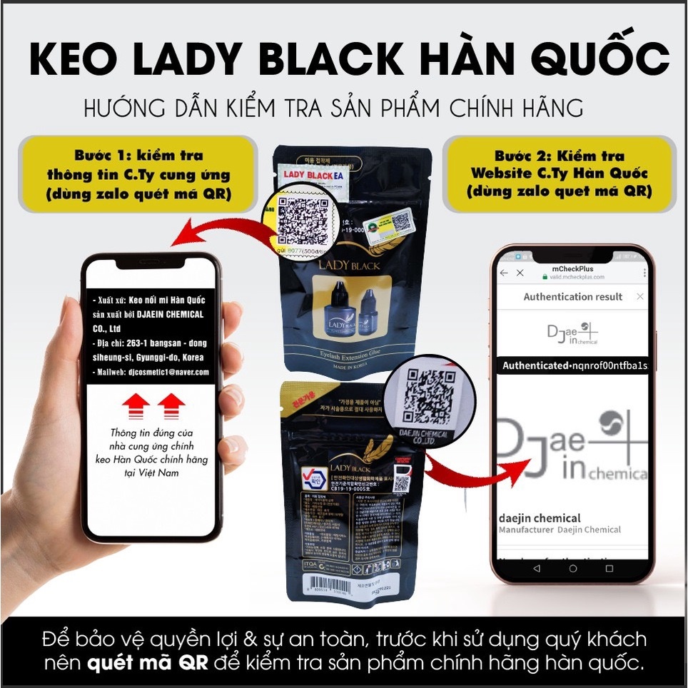 Keo Lady black/keo nối mi Lady black, khô chậm (3-4s)