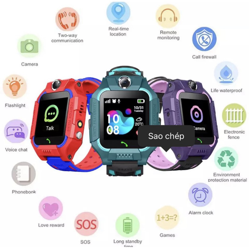 Freeship Đồng hồ thông minh Định vị Z66định vị Có thể lắp sim nghe gọi 2 chiều Chống nước tí