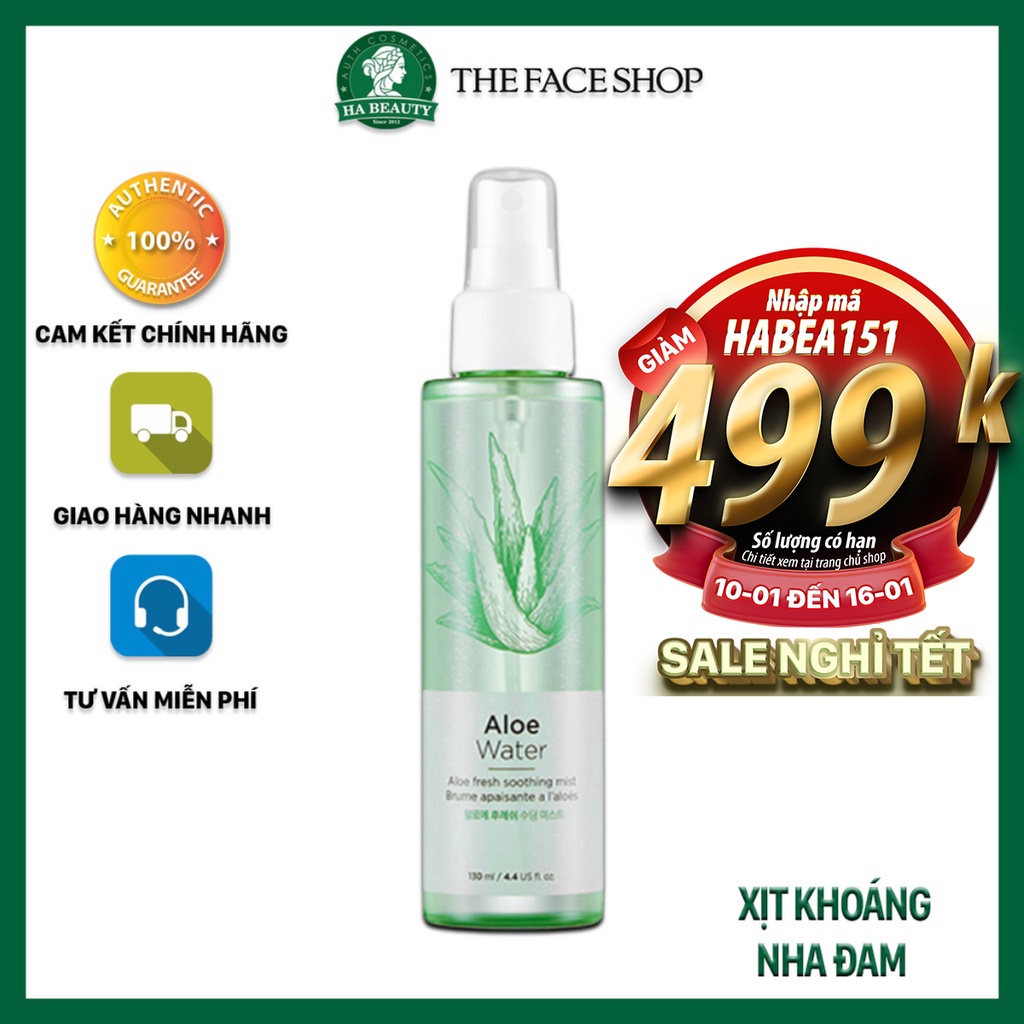 Xịt khoáng dưỡng ẩm da mặt nha đam lô hội cấp ẩm kiềm dầu Hàn Quốc The Face Shop Aloe Fresh Soothing Mist 130ml