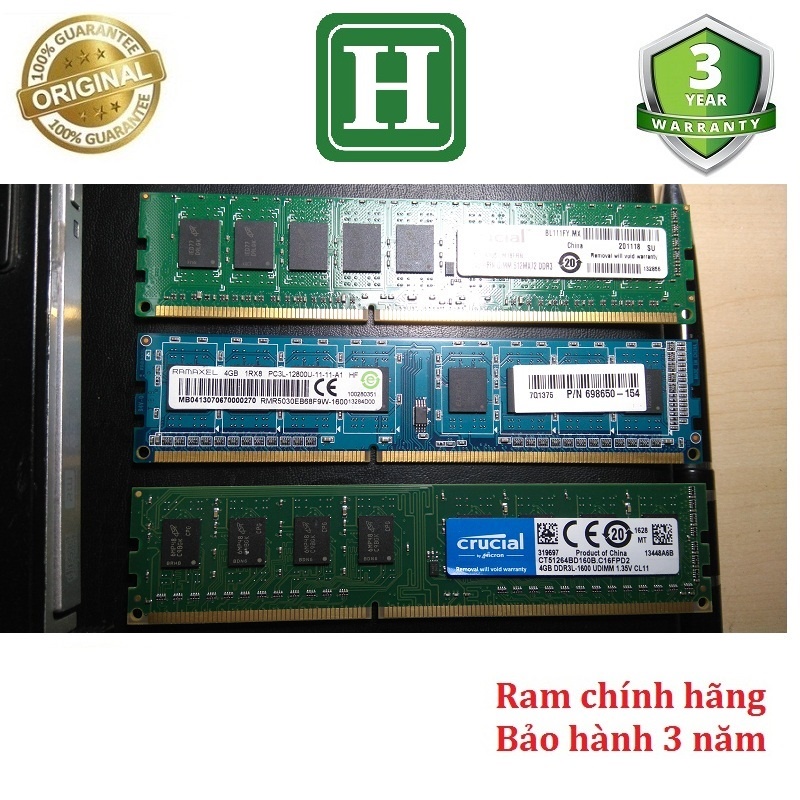 Ram PC DDR3L 4Gb bus 1600 - 12800U tháo máy, bảo hành 3 năm