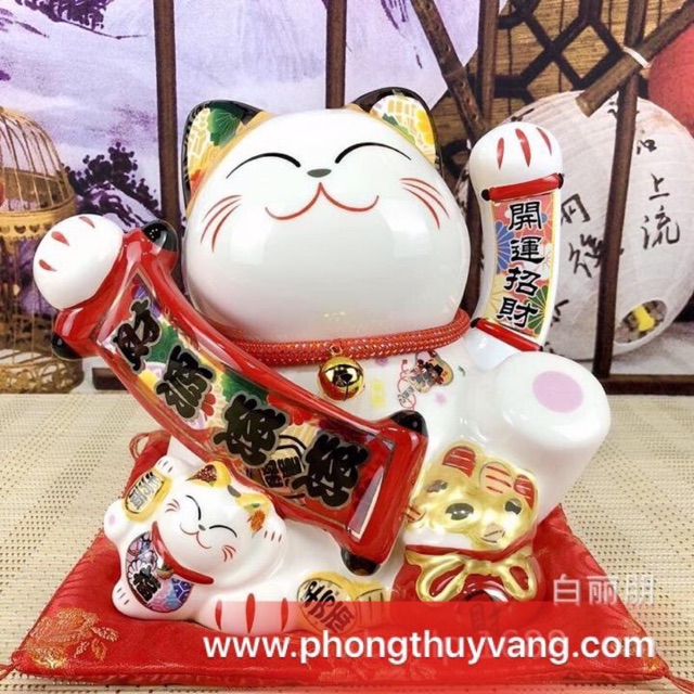 🔸️Mèo Thần Tài vẫy tay "Thiên Khách Vạn Lai" 25cm - M992
