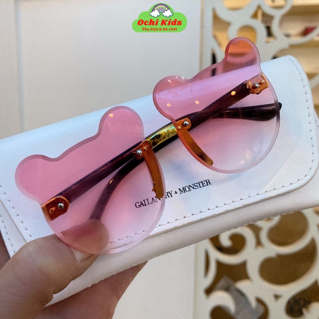 Kính trẻ em chống nắng, kính mát bé gái hình tai gấu thời trang đáng yêu Ochi Kids