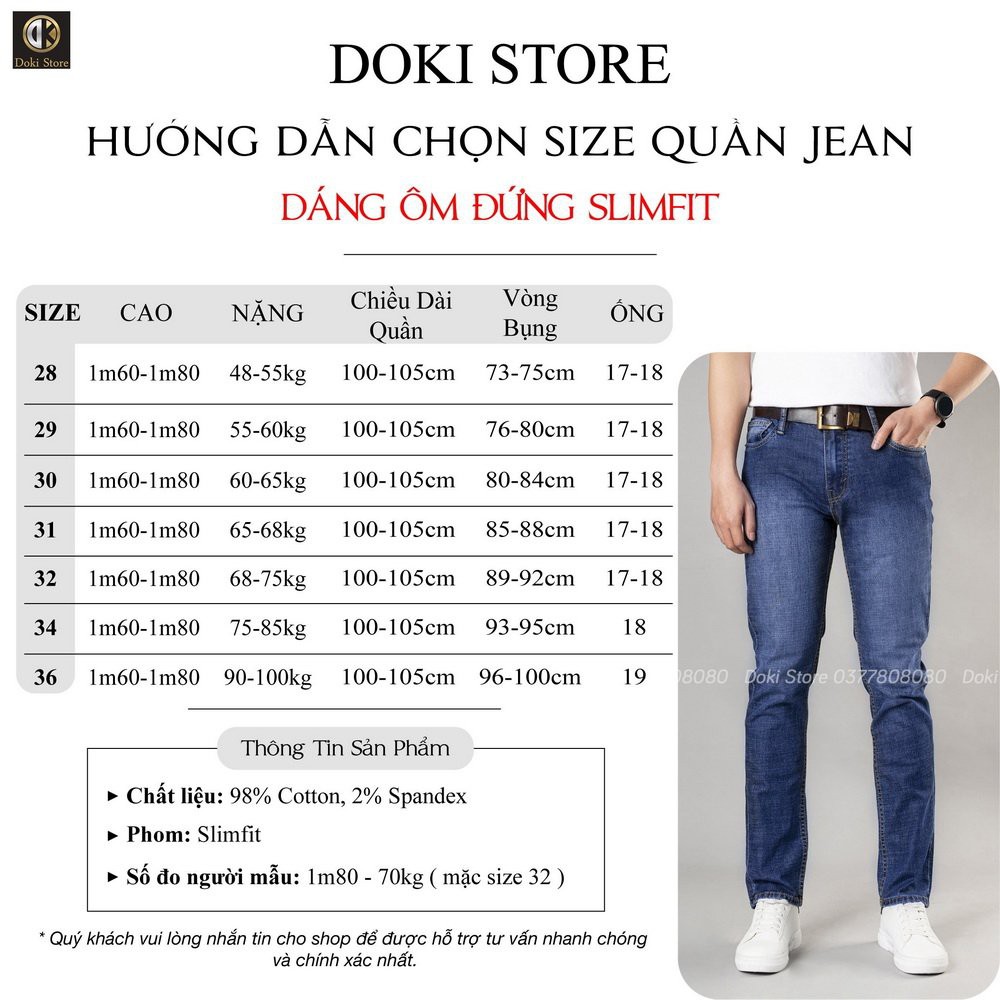 Quần Jean Nam Cao Cấp Đen và Xanh, Quần bò nam dáng ôm chất thun co giãn thoải mái - DOKI DEXT01