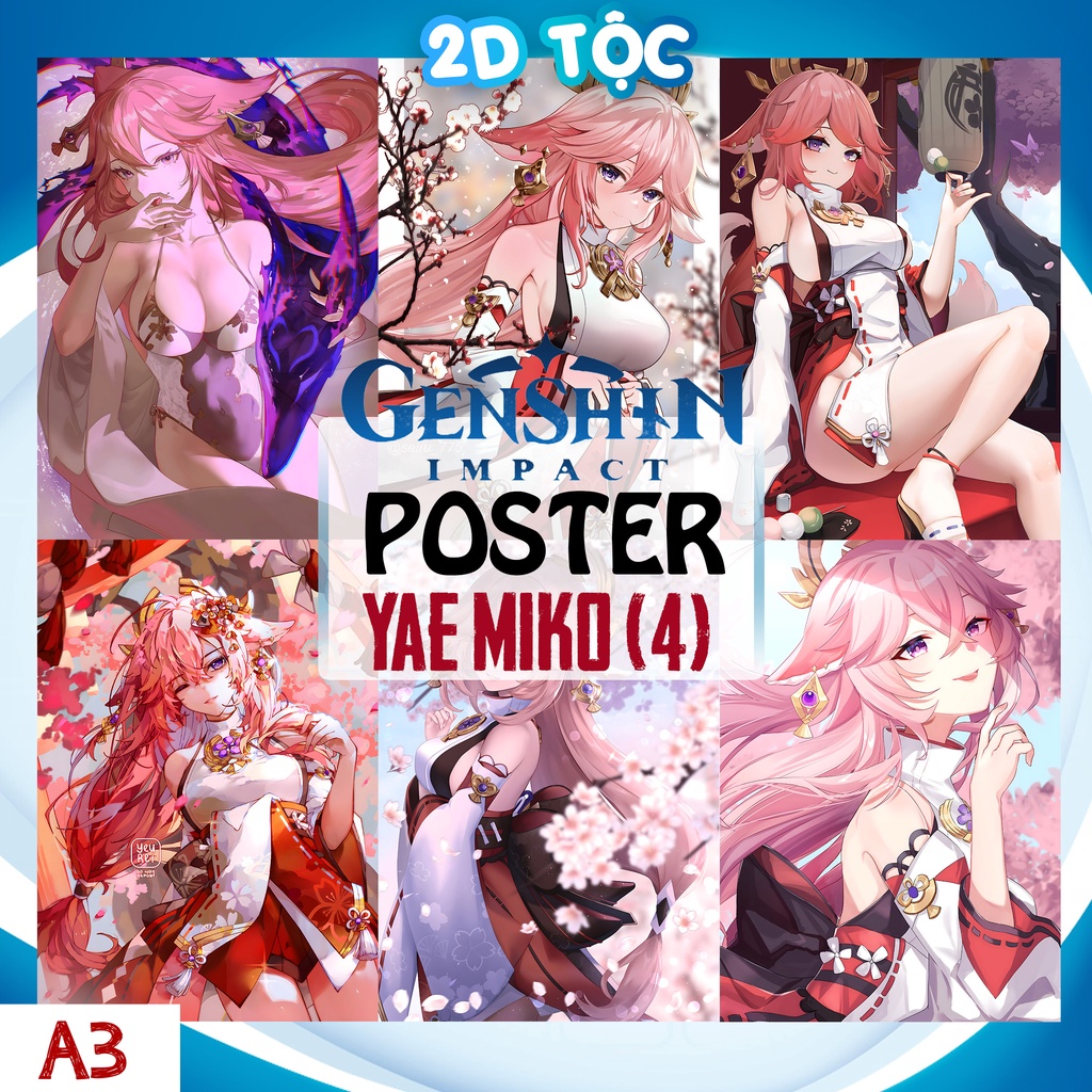 TRANH POSTER A3 DÁN TƯỜNG YAE MIKO (4) GAME GENSHIN IMPACT - 2D TỘC SHOP