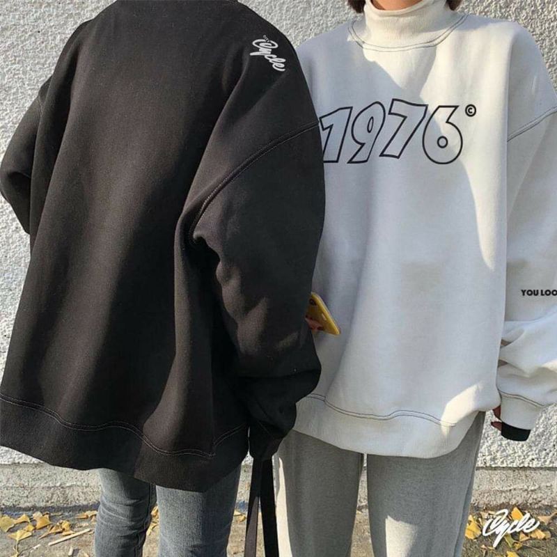 ❄️Áo Sweater Nỉ In Chữ 1976 Dáng Rộng 2 Màu