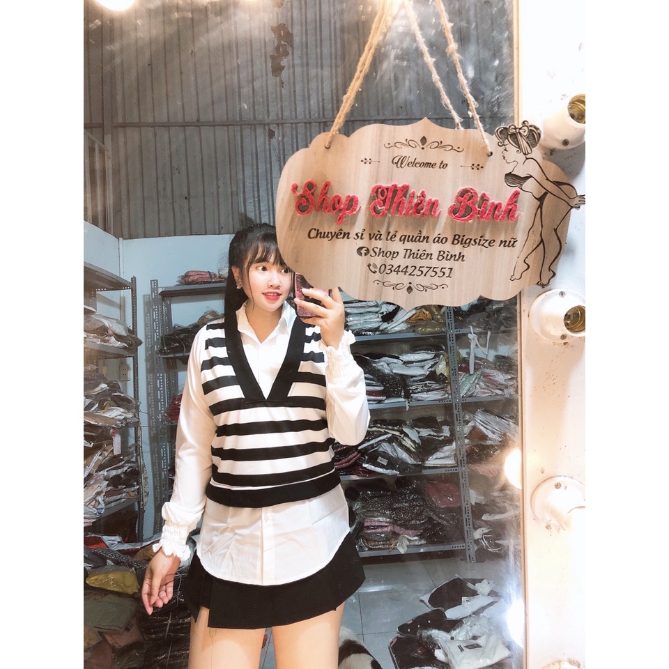 SET ÁO SƠ MI TAY DÀI NHÚN KÈM ÁO GHILE BIGSIZE