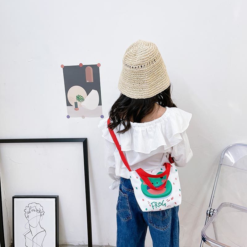 Túi Đeo Chéo Vải Canvas In Họa Tiết Hoạt Hình Dễ Thương Thời Trang Cho Bé Trai Và Gái