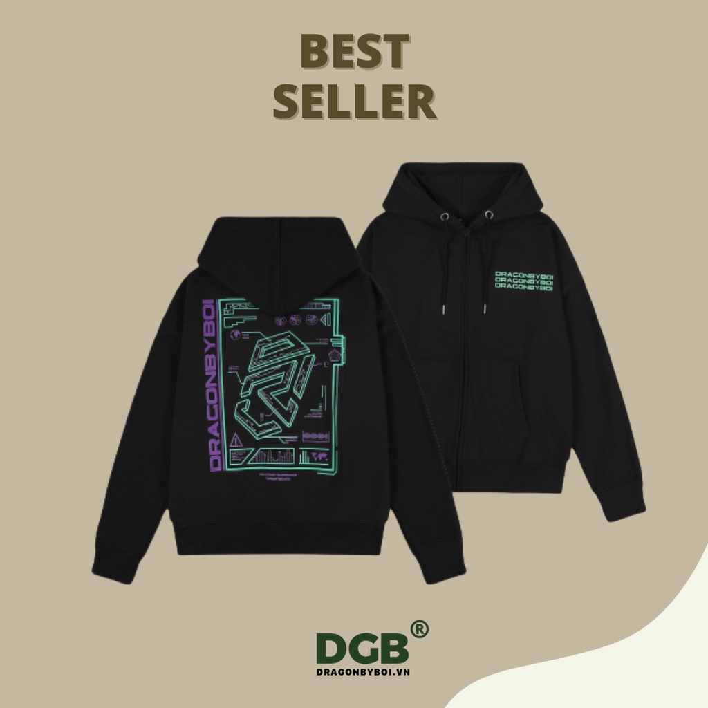 Áo Khoác Local Brand - Jacket Hoodie Zip nam nữ DGB Dragonbyboi nỉ cao cấp