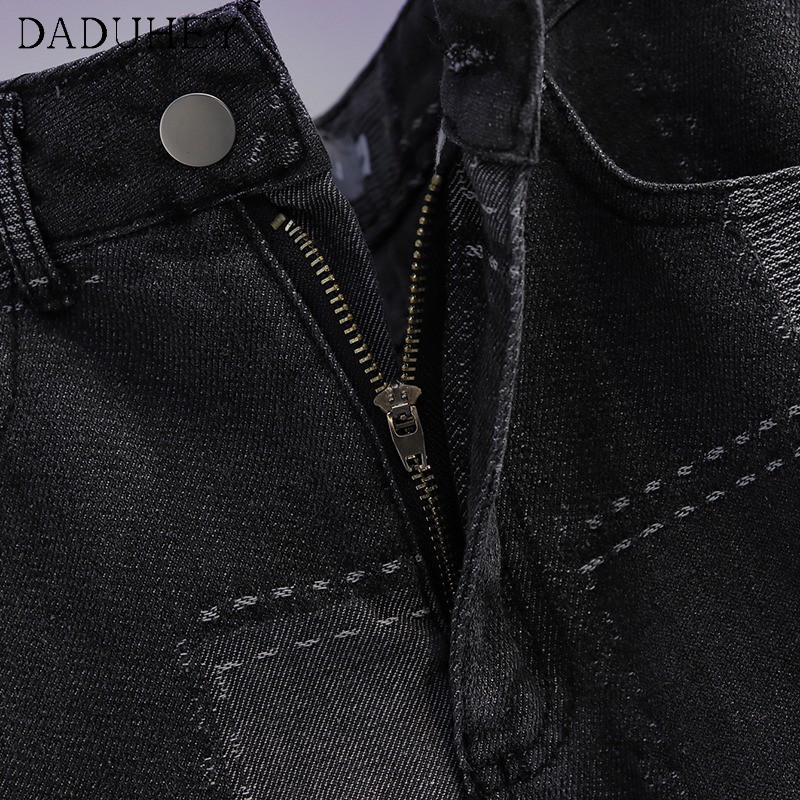 Daduhey Quần jeans nữ lưng cao ống đứng thời trang 2021