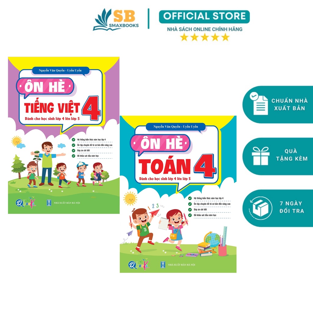 Sách - Combo Ôn Hè Toán Và Tiếng Việt 4 Qbooks 2 cuốn - Dành Cho Học Sinh Lớp 4 Lên Lớp 5