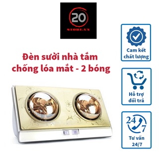 Đèn sưởi nhà tắm 20Store chống lóa mắt 2 bóng - Đèn sưởi nhà tắm thiết kế treo tường an toàn, bảo hành 12 tháng