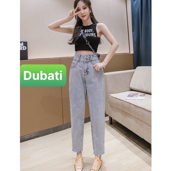 QUẦN JEAN BAGGY NỮ CHẤT BÒ CO GIÃN 2 CÚC LƯNG CAO NÂNG MÔNG BẢN TO KIỂU CHÉO- DB 287- DUBATI FASHION