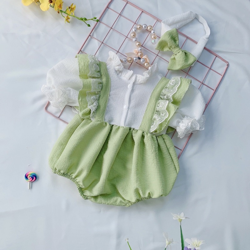 Body cộc tay body tiểu thư xanh cốm xinh xắn cho bé gái