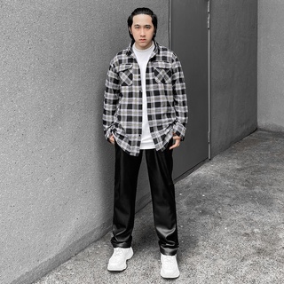 Áo Sơ Mi Flannel Màu Đen Sọc Trắng