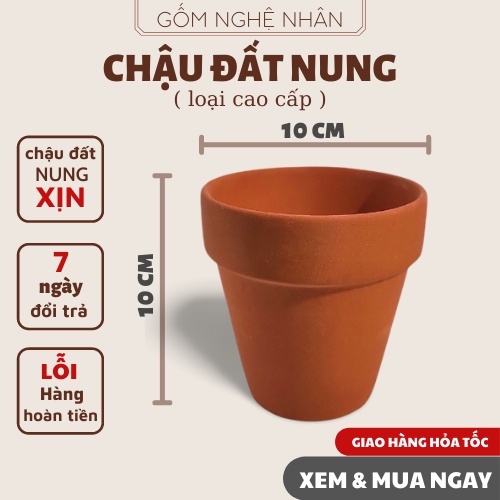 Chậu đất nung trồng sen đá xương rồng, chậu trồng sen đá trang trí nhà  và bàn làm việc, văn phòng 10x10- Gốm Nghệ Nhân