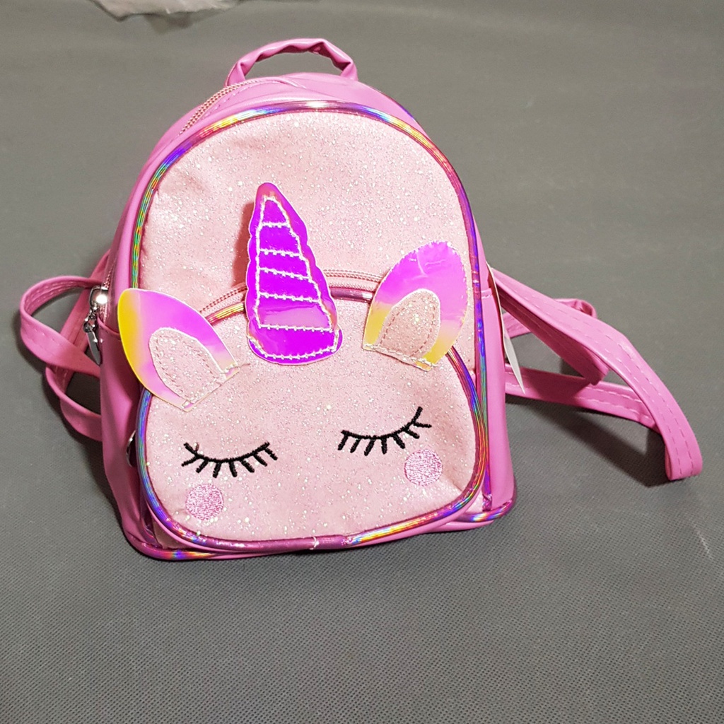 Balo mini nhỏ kim tuyến ngựa unicorn 1 sừng cho mẹ và bé gái đi du lịch đi chơ