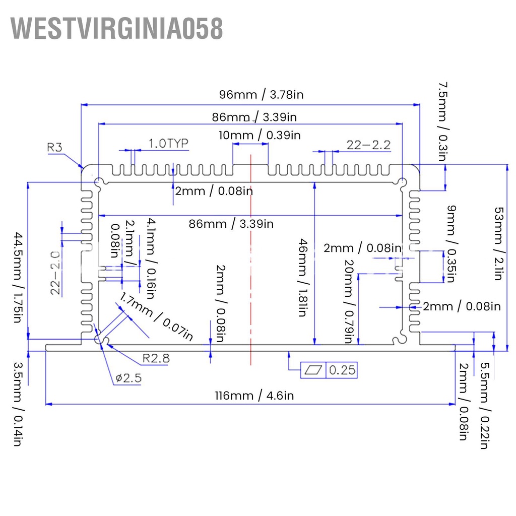 Westvirginia058 Hộp dự án hợp kim nhôm Tích bề mặt ôxy hóa phun cát bảng mạch