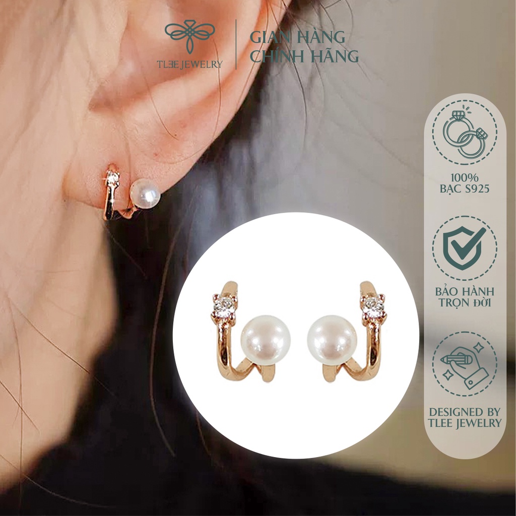 Khuyên tai bạc nữ TLEE Noemy đính trai nữ tính NCJ B0179