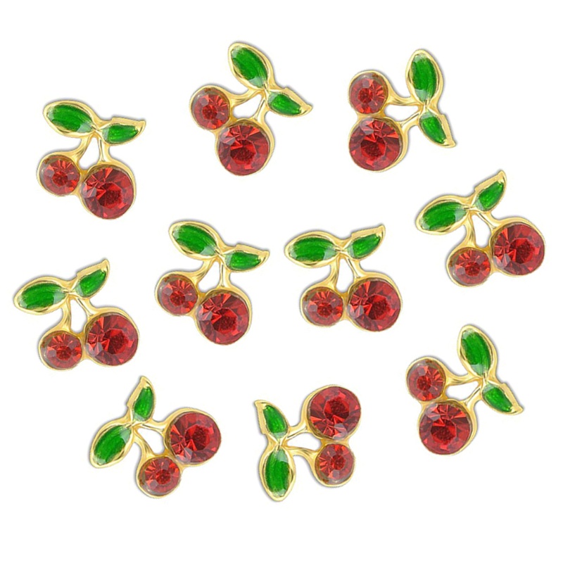 Set 10 Phụ Kiện Trang Trí Móng Tay 3D Hình Quả Cherry Dễ Thương