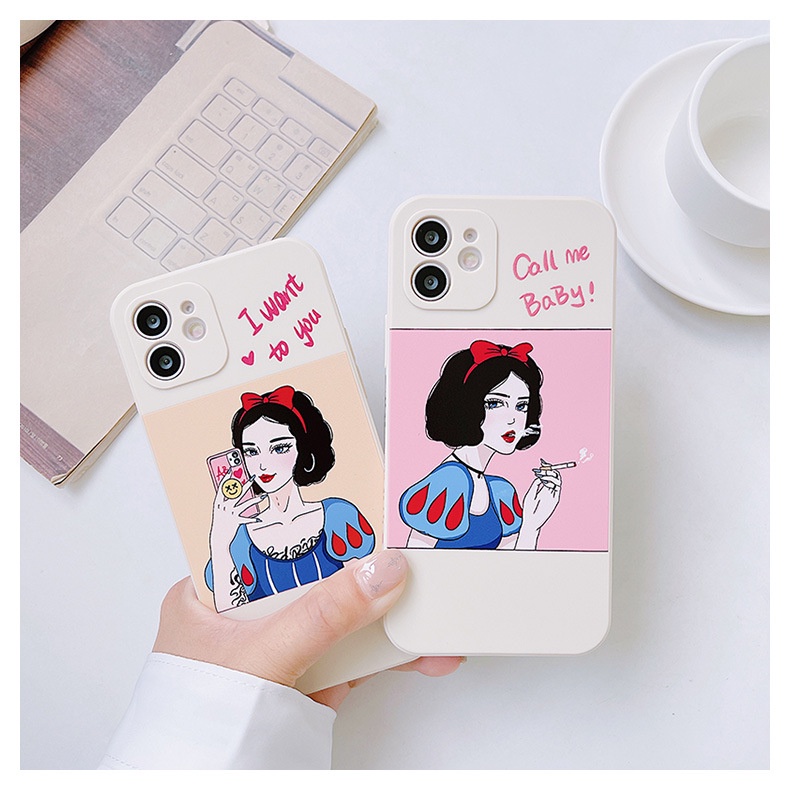Ốp lưng iphone cạnh vuông Công chúa cá tính dành cho ip 6 đến 14promax - e238
