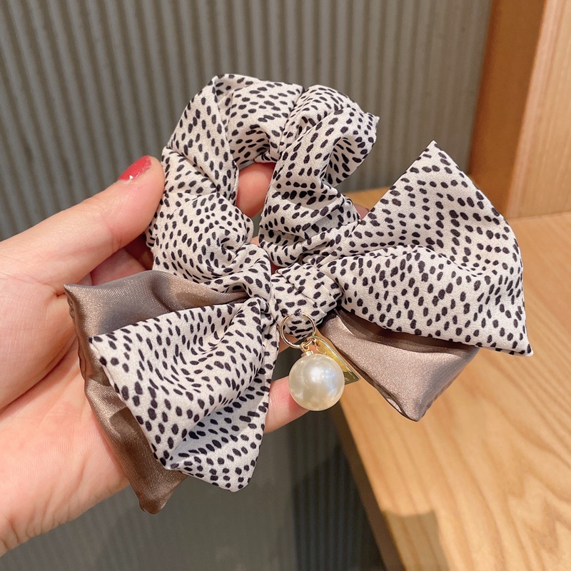 Dây buộc tóc thắt nơ in họa tiết chữ phong cách retro thời trang cho nữ