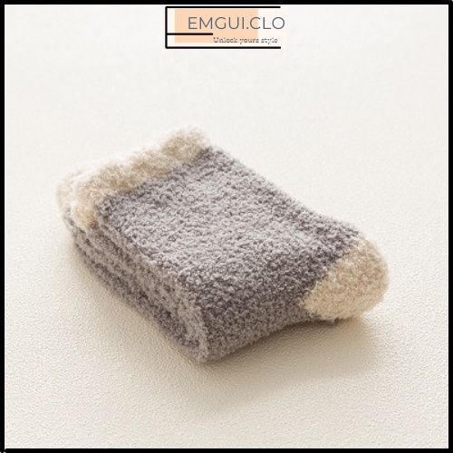 Vớ tất lông cừu nữ cổ cao, tất cổ cao len lông cừu cổ bèo phong cách Vintage