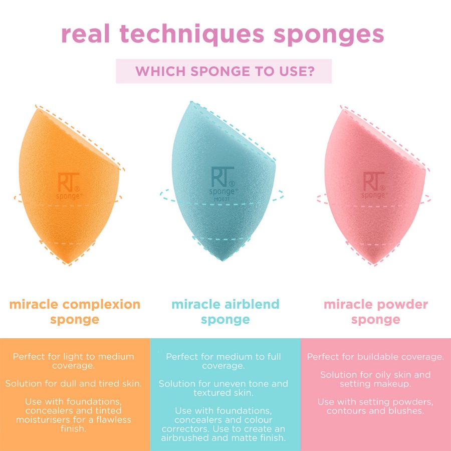 Bông Mút Trang Điểm Real Techniques Miracle Complexion Sponge Có Hộp
