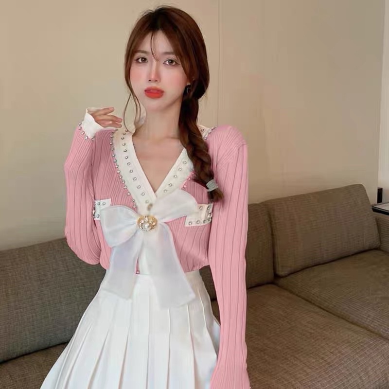 Áo len nơ cài cao cấp