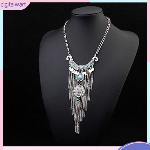 Vòng cổ Hợp Kim Dáng Dài Đính Đá Ngọc Lam Phong Cách Bohemian
