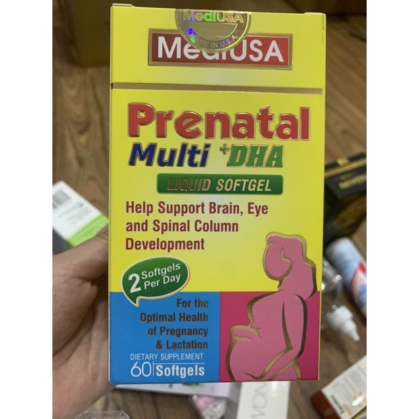 [GIÁ GỐC] MediUSA Prenatal Multi DHA bổ sung vitamin cho bà bầu - 60 viên