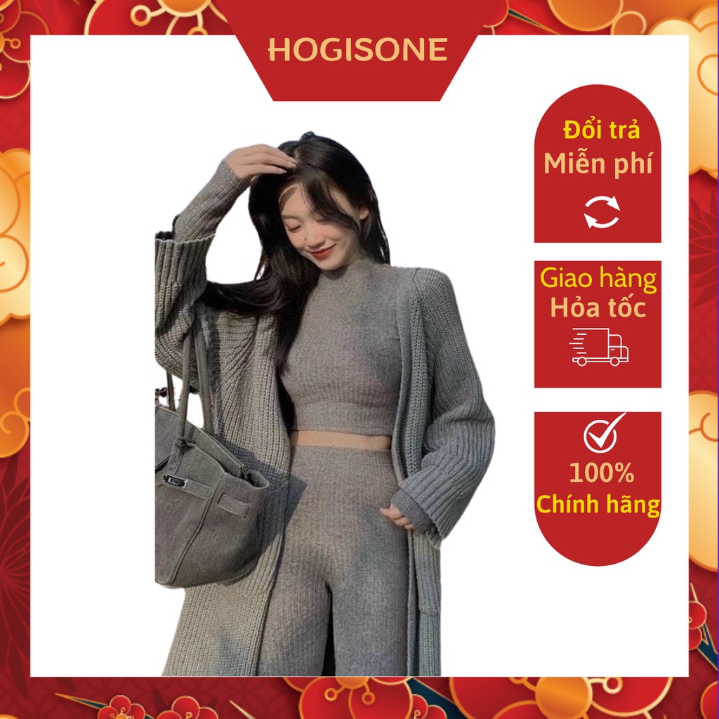 Áo Khoác Nữ Cardigan Len Dáng Dài Phong Cách Hàn Quốc HOGISONE (CD129)