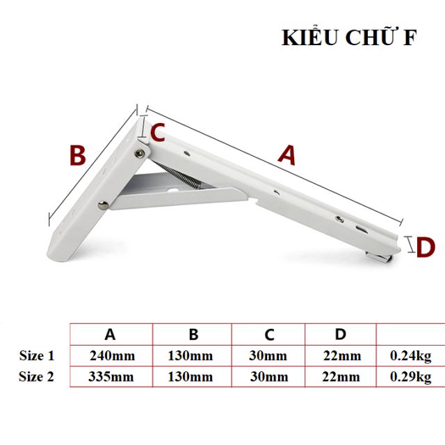 Ke gập chịu lực treo tường giá đỡ bàn gập thông minh dài 20-25-30-35cm ( bộ 2 chiếc )