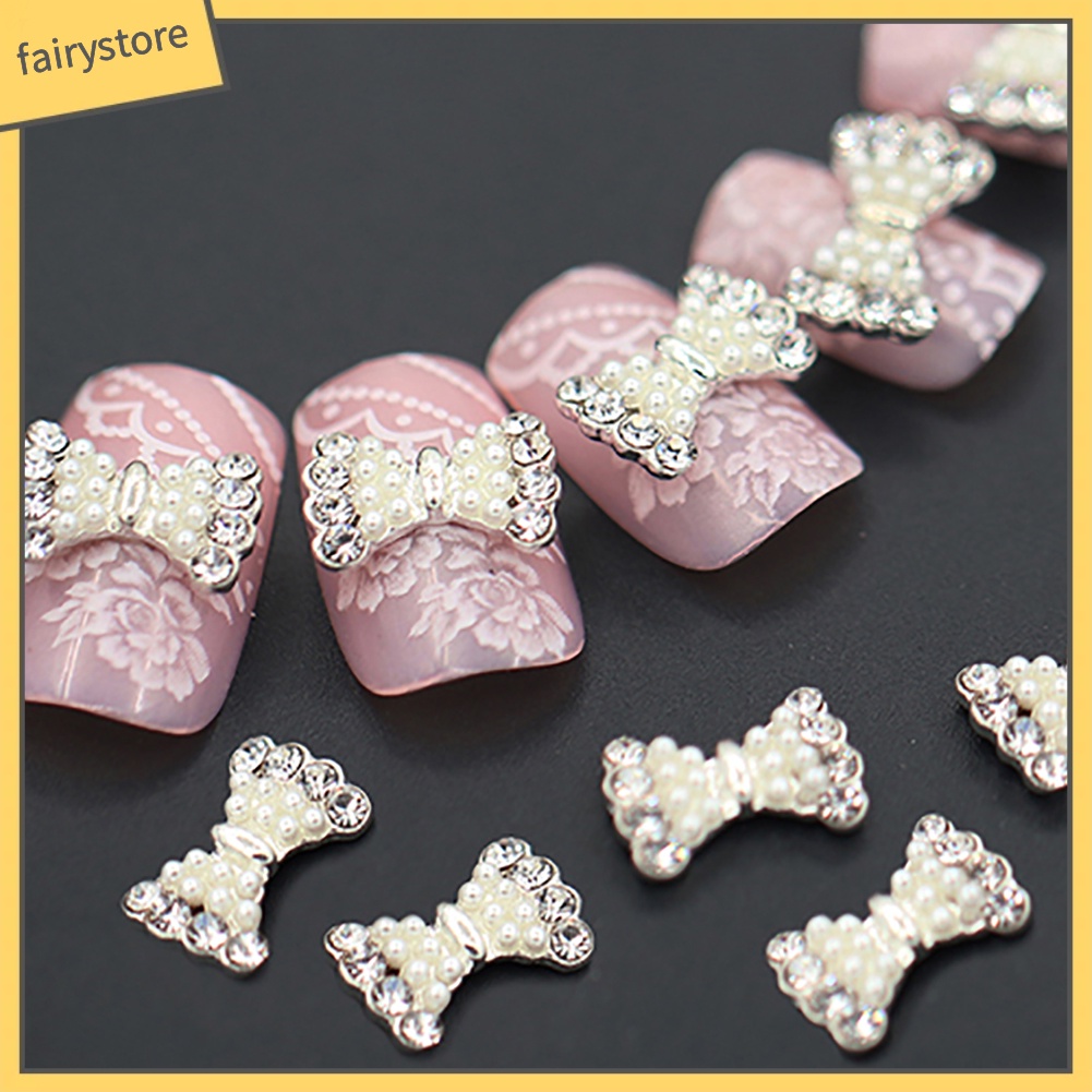 Set 10 Phụ Kiện Trang Trí Móng Tay 3D Hình Nơ Xinh Xắn