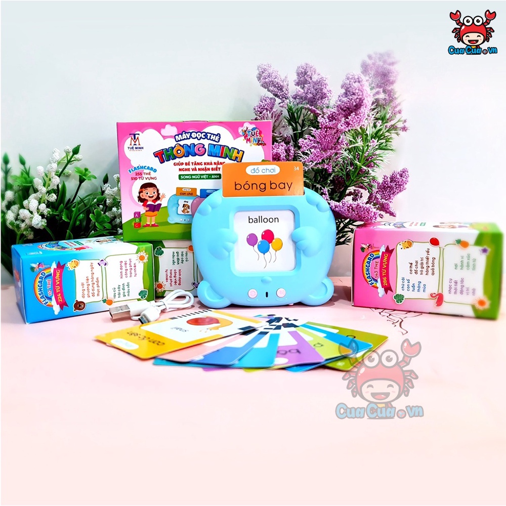 Máy đọc thẻ tiếng anh flashcard, máy đọc thẻ song ngữ anh việt, thẻ học thông minh cho bé học tiếng anh nói tiếng việt