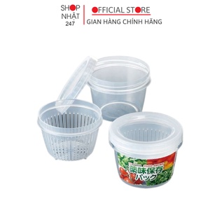 Hộp đựng thức ăn thực phẩm 2 lớp dáng tròn 500ml  NAKAYA dùng được lò vi sóng nội địa Nhật Bản