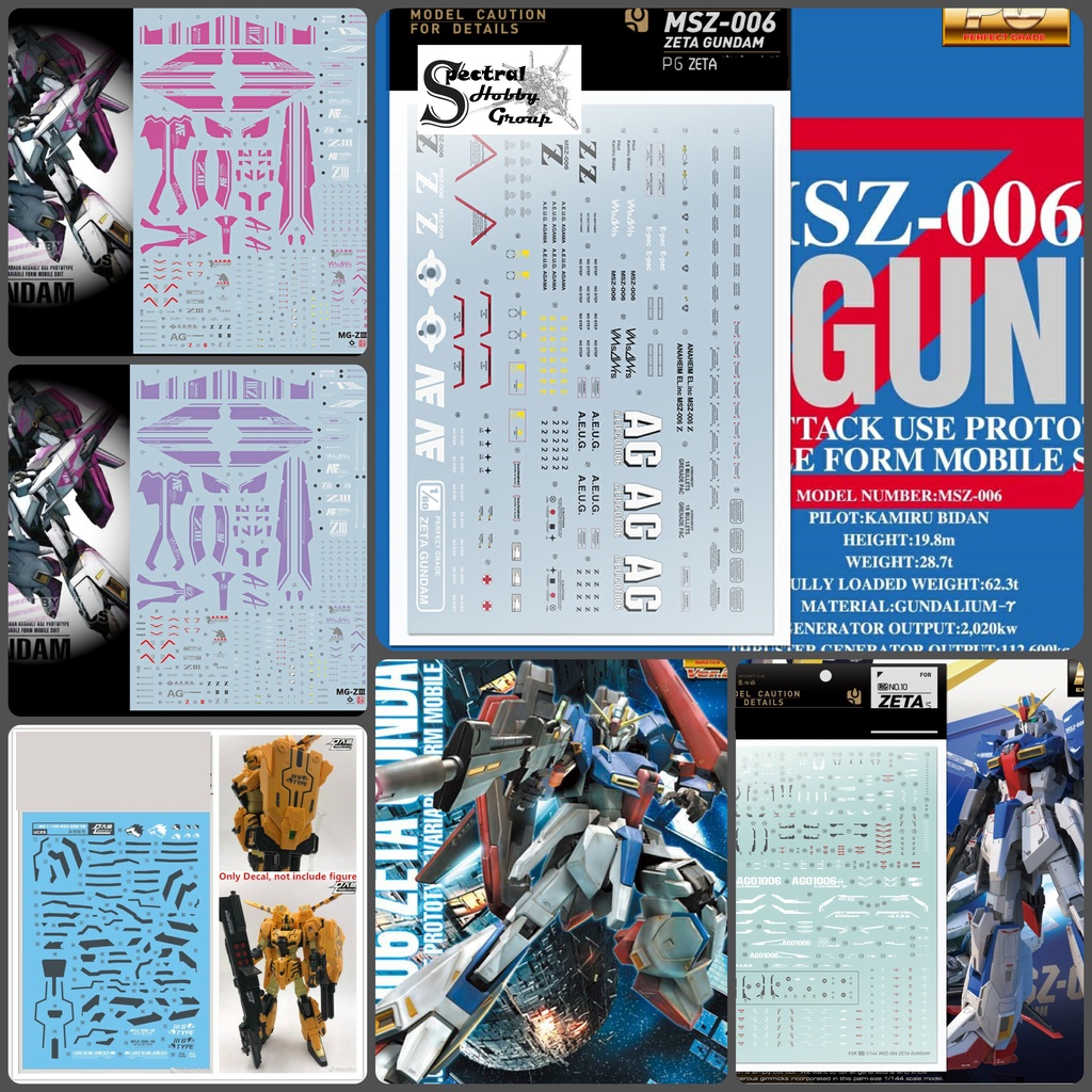 Decal nước dán mô hình Zeta gundam PLUS A1 C1 Z3 Red PG MG RG HG ver Ka các loại Water sticker