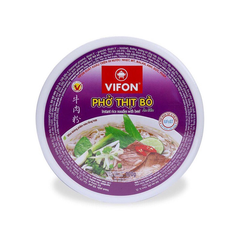 Phở thịt bò Vifon 120g có gói thịt bò thật