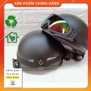 Mũ bảo hiểm phượt nửa đầu kèm kính siêu hot