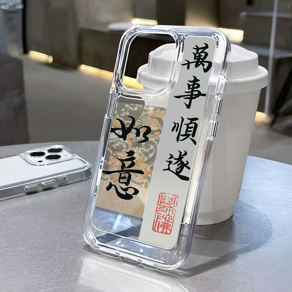 Ốp Điện Thoại Trong Suốt In Chữ Chúc May Mắn Cho iphone 14ProMax 14Plus 13 11 12 7Plus X XR